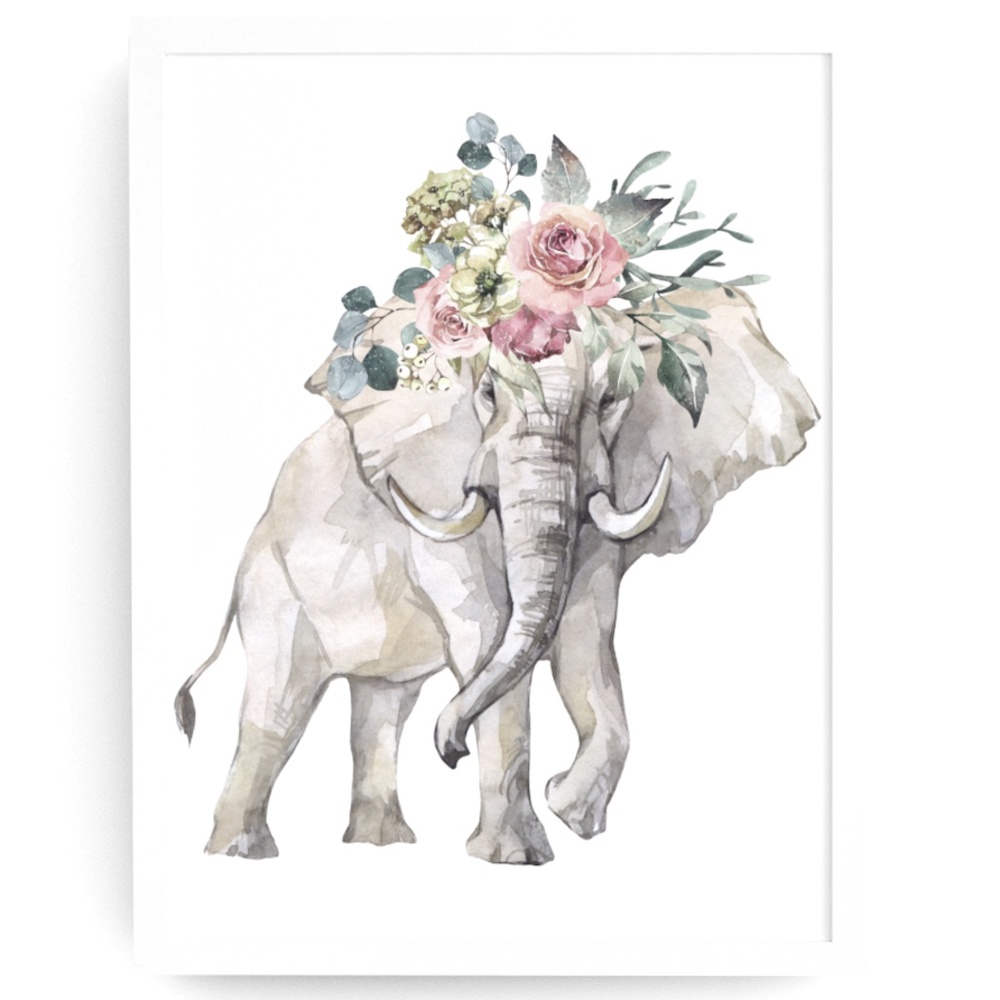 Elephant Watercolor Wall Art Poster Print Unframed - Picture 1 of 10